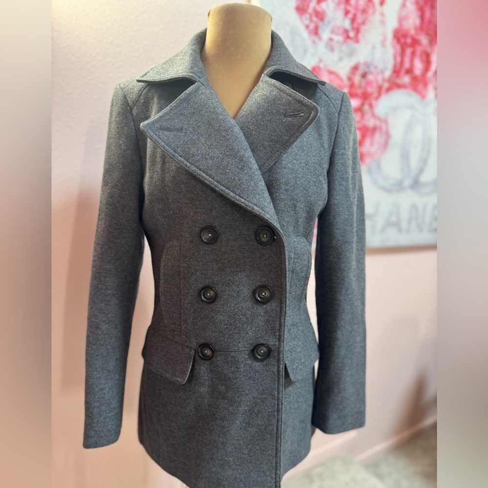 Banana Republic Women's Charcoal Gray Double-Breasted Peacoat